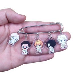 Pins, Brooches Acrylic Anime Cartoon The Promised Neverland Brooch Overcoat Bag Swearter Badge Classic Women Men Girl Birthday Gift