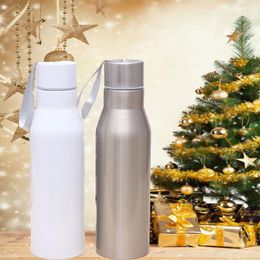 450ml Sublimation Water Bottle Double Wall Stainless Steel Tumbler with Rope Outdoor Camping Kettle