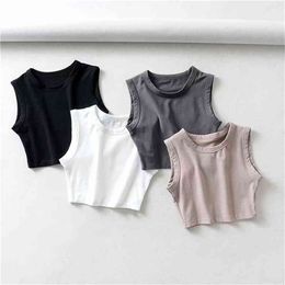 2020 Summer Vintage White Crop Tops Women Biker Black Punk Sexy Tank Top Korean Streetwear Cropped SleevelTops Feminino X0507