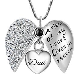 Silver heart-shaped openable cremation pendant necklace, ashes necklace souvenir jewelry, engraved with the letter -A piece of my heart cives in heaven