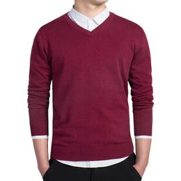 Sweater Men Casual V-Neck Pullover Slim Long Sleeve s s Knitted Pull Homme 2020 Autumn Black Clothing Y0907