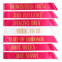 Funny Wedding Party Bride To Be Team Bride Tribe Satin Sash Set Hot Pink Bridal Shower Bachelorette Party Game Decoration Ideas