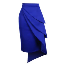 Stylish High Waist Pencil Skirt for Women Ruffle Package Hip Party Sexy Celebrate Classy Elegant Office Lady Modest Slim Fashion 210527
