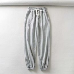 women casual Grey summer elastic waist jogging long pants fashion lady high drawstring loose sport harem trousers 210421