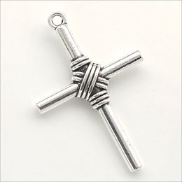 Lot 20pcs Big Cross Tibetan Silver Charms Pendants for Jewellery making Earring Necklace Bracelet Key chain accessories 49*32mm DH0575