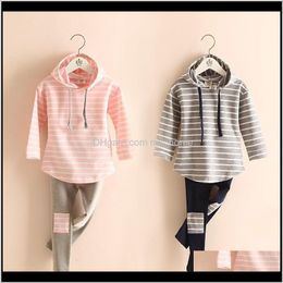 Baby, & Maternity Drop Delivery 2021 Autumn Spring 2 3 4 6 7 8 Years Striped Long Sleeve Cotton Hoodies Tops+Leggings Baby Kids Girl 2Pcs Out