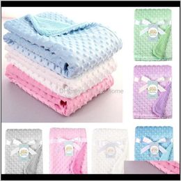 Swaddling Nursery Baby Maternity Drop Delivery 2021 Born Baby Blankets Warm Fleece Thermal Soft Stroller Sleep Cover Cartoon Beanie Infant Be