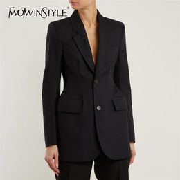 Minimalist Korean Blazer For Women Notched Long Sleeve Solid Casual Blazers Female Fashion Clothing Spring 210524