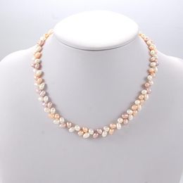 Perlen handgefertigte Schmuck Natürliche Süßwasserkette 5-6mm Multi Rice Pearl für Frauen Geschenk Party