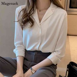 Women Top and Blouse Autumn Solid Chiffon s Blouses Loose Long Sleeve Shirt Chic Office Lady Blusas Mujer 9380 210512