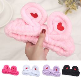 2021 New Cute Heart Coral Fleece Wash Face Bow Hairbands for women Girls Headbands Headwear Hair Bands Turban Hair accessories