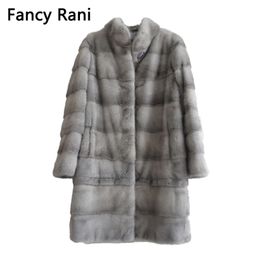 Real Natural Mink Fur Coat Women Winter Long Mink Fur Coat Fur Jacket Detachable Sleeve Adjustable Clothes Length Customised 211019