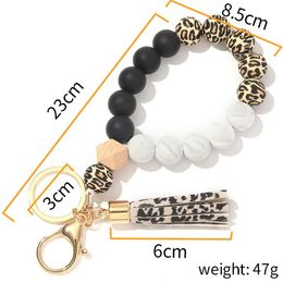 Keychains Wristlet Keychain Bracelet Silicone Beads Keyring Handmade Womens Key Holder Wrist Strap Gifts186I