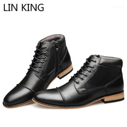 king boots Canada - Boots LIN KING Arrival Plus Size 40-50 Fashion Genuine Leather Men Lace Up Short Round Toe Casual Ankle Botas For Male1