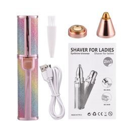 2 In 1 USB Rechargeable Epilator Female Eyebrow Trimmer Lady Hair Remover Electric Lady Shaver Depilador Depilator Razor Trimmer