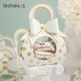 20PCS Wedding Favours Gift Box Packaging Bags Blue Candy Gift Box For Baby Shower Birthday Pink Small Candy Paper Handle Windows 211014