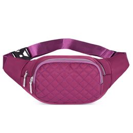 Female Waist Bag Large Capacity Rhomboid Patterns Chest Pack Sports Bag for Women Purple