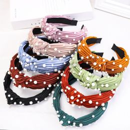 Vintage Fold Pearl Hair Bands Headbands Women Knot Jewel Hairband Headband Hair Accessories Girls Hoop diademas para el pelo mujer