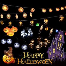 Strings LED Light String Happy Halloween Pumpkin Bat Holiday Party Atmosphere Decoration Garden Outdoor