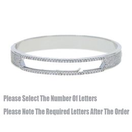 Silver Colour 5A Cubic Zirconia CZ Mini Zircon 26 Initial DIY Name Letter Bracelet Slider Alphabet Bangle Men Women Jewellery Charm B2825