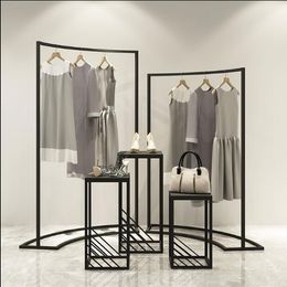 Hangers & Racks Clothing Store Display Rack In The Island Cabinet Women's Shop Horizontal Bar Iron Art230c