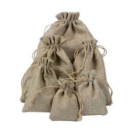 christmas small pouch burlap wine coffee gift packaging shopping bags with drawstring wholesale