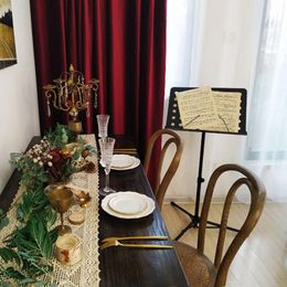 Curtain & Drapes Nordic Light Luxury Wine Red Silk Velvet Curtains For Living Room Bedroom Study Dining Table Blackout Custom