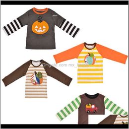 Tees Clothing Baby Maternity Drop Delivery 2021 Baby Halloween Patchwork Tshirts 5 Colors Cotton Long Sleeve Pumpkin Stripe Printed Embroider