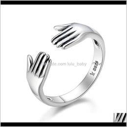 Band Drop Delivery 2021 Genuine 925 Double Layer Give Me A Hug Hand Open Finger Rings For Women Sterling Sier Jewellery Scr136 Dbhqe