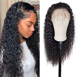 Pre-Plucked Black Human Hair curly wave Lace Front Wig 360 Frontal Wigs