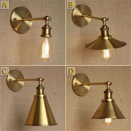 Wall Lamp American Vintage Bronze Retro Restaurant Bar Cafe Tea Nightclubs Iron Lights Lid Skirt Unbrella Copper Plated Gold Shade