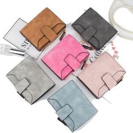 Casual PU Hasp Purses Luxury Short Square Wallets for Women
