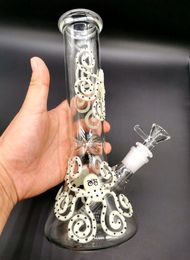 Glow in the dark water pipe staright bong Hookah non fading printing octopus glass bongs dab rig thick bubbler