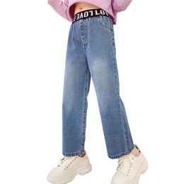 Jeans For Girls Letter Kids Girl Patchwork Children Spring Autumn Clothes 6 8 10 12 14 210527