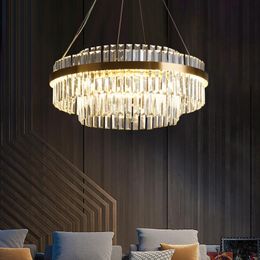 Pendant Lamps Postmodern Crystal Light Luxury Living Room Dining Creative European Style Atmosphere All-bronze Chandelier