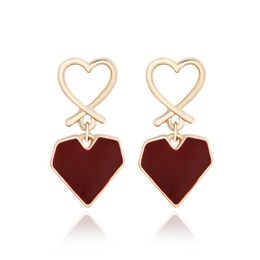 AZfasci Red and Green Zircon Earrings with Round Heart Earrings AZfasci Red and Green Zircon Earrings with Round Heart Earrings