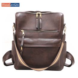 Women's Backpack Pu Material Retro Style High Quality Fashionable Ladies Bag Q0528