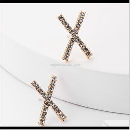 Charm Jewellery Drop Delivery 2021 Fashion Ins Style Personalised Alloy Diamond Rhinestone Letter X Womens Simple All-Match Earrings Mshuz