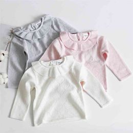 Autumn Winter Baby Girl Long Sleeve Lotus Leaf Collar Knitted Sweater Boys Girls Sweaters For Kids 210521