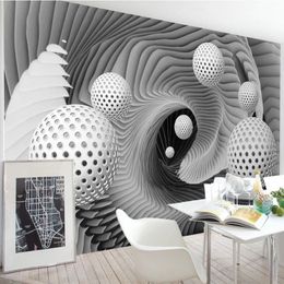 Custom Photo 3D Mural Wallpaper Modern Abstract Sphere Space Whirlpool Art Painting Living Room TV Backdrop Wall