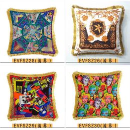 Luxury pillow case designer Signage tassel 20 geometry patterns printting pillowcase cushion cover 45*45cm for 4 seasons home decorative new Year gifts 2022