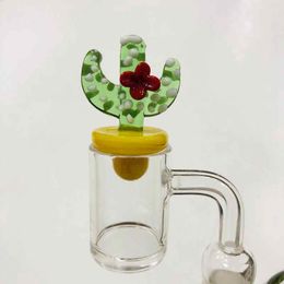 Cactus Style Hookahs Glass Carb Caps For Water Glass Bong Bangers Dab Rigs Colourful Cap Smoking Accessories DCC04