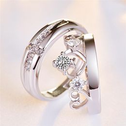 Wedding Rings Personalised Stainless Steel Crown And Cross With Diamond Ring Prince Princess Set