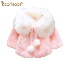 Bear Leader Baby Toddler Infant Girls Clothes Cute Fleece Fur Winter Warm Coat Outerwear Cloak Jacket Kids Cute Coat Clothes 210708