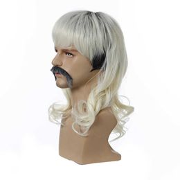 New Tiger King Joe Cosplay Wig with Beard Earrings Mustache Halloween Carnival Props Drop Shipping Y0913