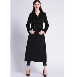 Women's Wool & Blends Savabien Long Black Coat Winter Women Invierno Mujer 2021 Lapel Double Breasted Sleeve Runway Elegant Overcoat