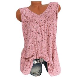 Women's Blouses & Shirts Sleeveless Vest Tops Shirt Summer Loose Leisure Floral Printed V-neck Blouse Women 2021 Blusas Mujer