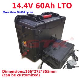 GTK 6S 14.4V 60Ah LTO battery pack built-in BMS Lithium titanate battery for 1300w boat backup power waterproof+10A charger