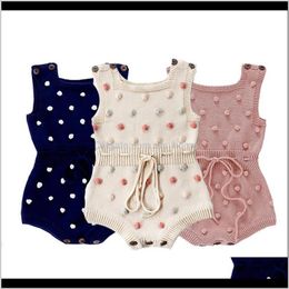 Jumpsuitsrompers Clothing Baby Kids Maternity Drop Delivery 2021 Infant Baby Knitted Rompers 3 Dot Printed Sleeveless Solid Wool Jumpsuit Wai