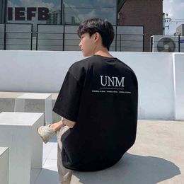 IEFB Summer Short Sleeve T-shirt Men's Korean Round Neck Letter Printting Tee Tops Trend Loose Casual Men's Clothing 210524